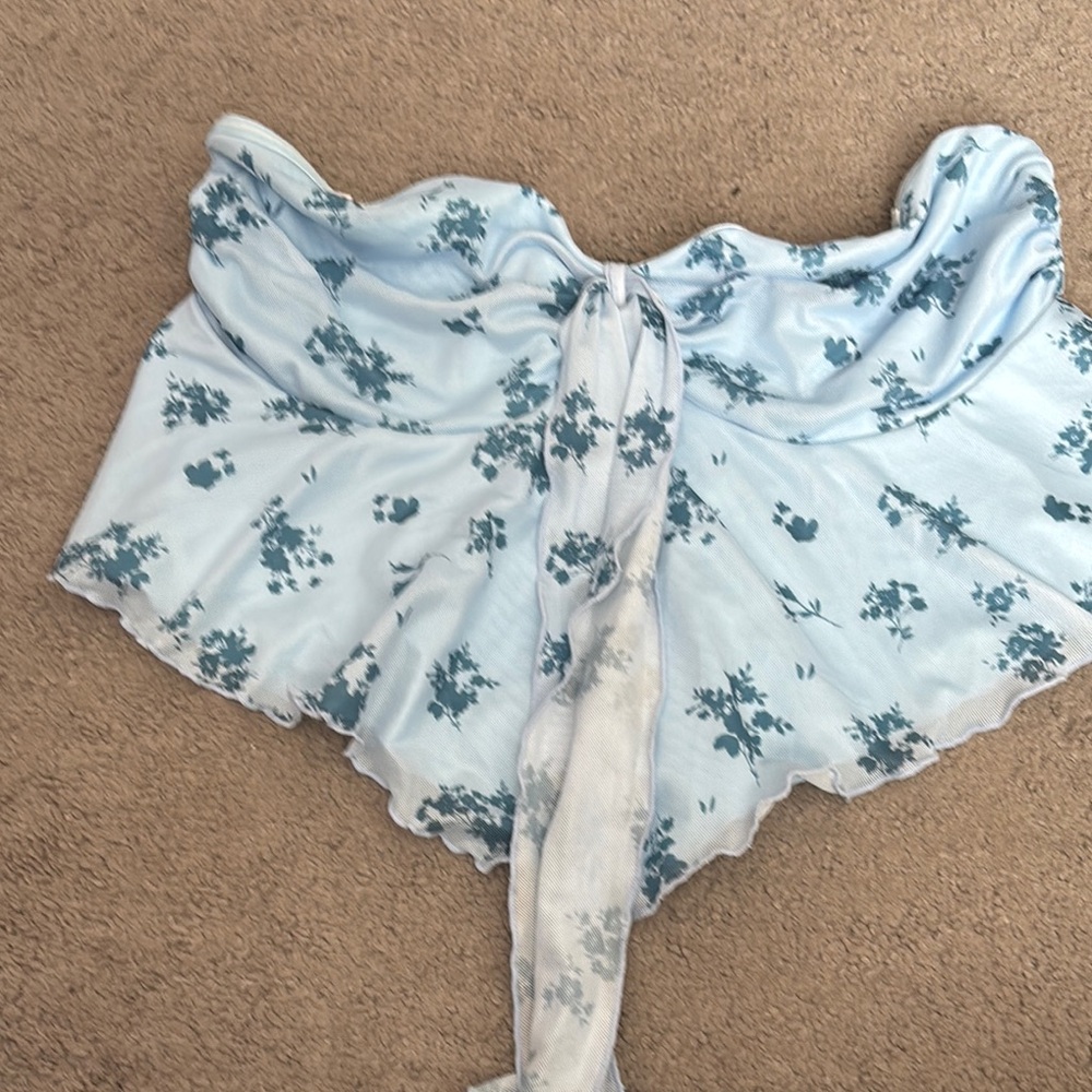 Floral Blue Off-Shoulder Top